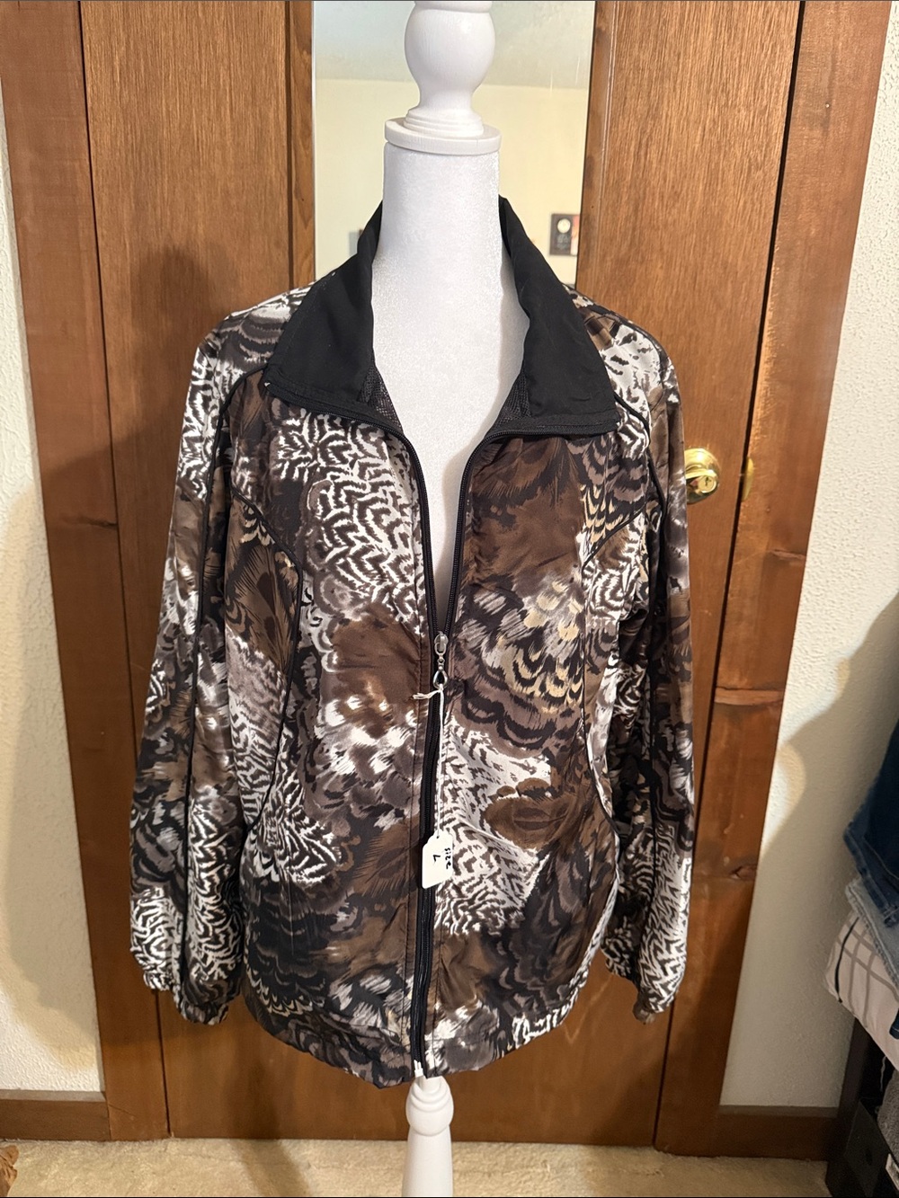 Three Hearts Brown & Black Patterned Bomber Jacket